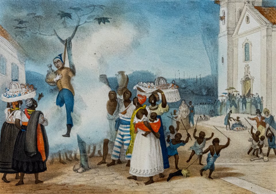 Brulement de l'effigie du juda, le samedi saint by Debret et la Vesse. de Portes