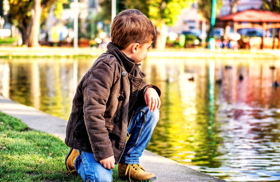 Park child looking away boy looking away