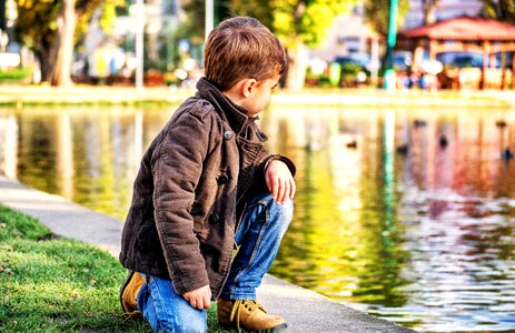 Park child looking away boy looking away