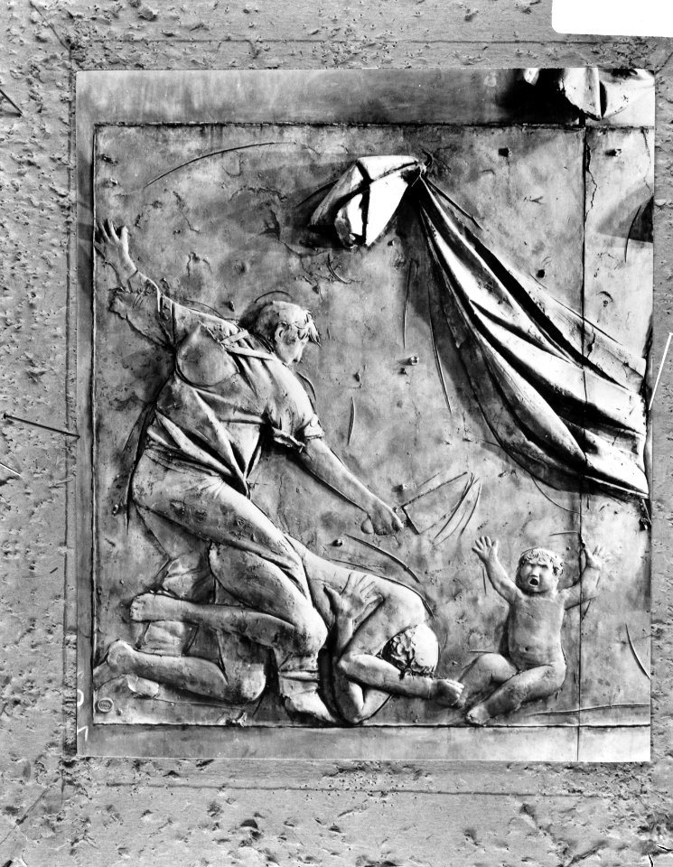 Bronzen deur voor de St. Laurenskerk te Rotterdam een detail uit de bronzen deur, Bestanddeelnr 921-8593