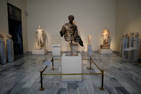 Bronze statue of the Roman emperor Augustus (27 B.C. – 14 A.D.) found in the Aegean sea