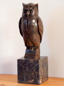 Bronzen beeldje van een uil in Art Deco of Art Nouveau, foto 1