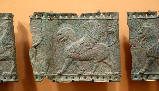Bronze bands with Striding Griffins, view 3, Iran, probably Persepolis, Achaemenid Period, 550-330 BC, bronze - Oriental Institute Museum, University of Chicago - DSC08000