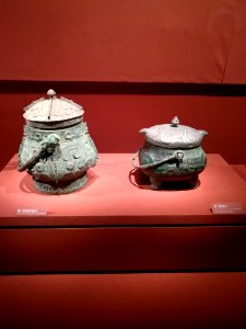 Bronze You of Animal Face Patterns and Bronze You of Owl Design, Shang dynasty, Hunan Museum