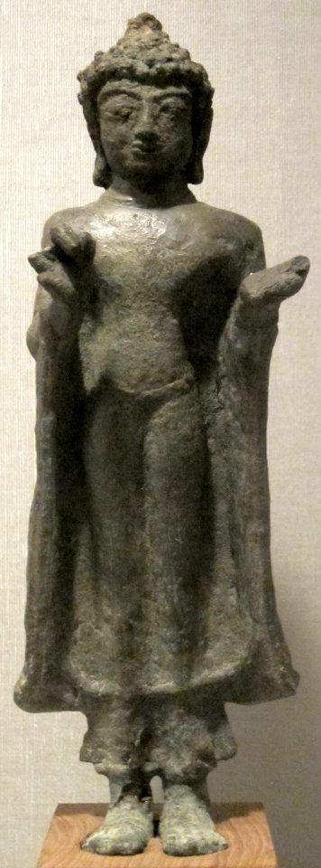 Bronze standing Buddha, Thailand, Mon Dvaravati style, 7th-8th century, HAA