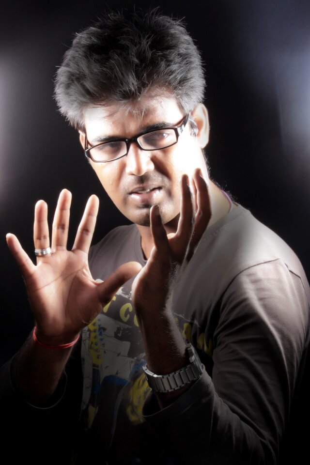 Magician black background light