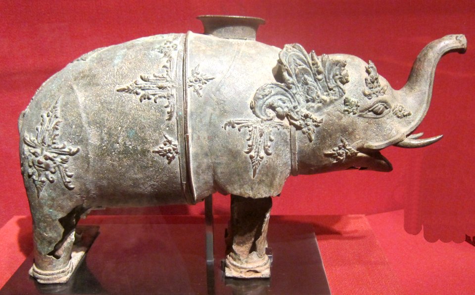 Bronze libation vessel in the form of an elephant, 12th-13th century, Sumatra, Indonesia