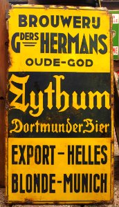 Brouwerij Gebroeders Hermans, Zythum Dortmunder Bier enamel advertising sign