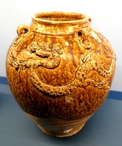 Brown glazed jar with four lugs and dragon design, salvaged from the shipwreck of the Nan'ao No. 1, Nan'ao, Shantou - Hong Kong Museum of History - DSC00881