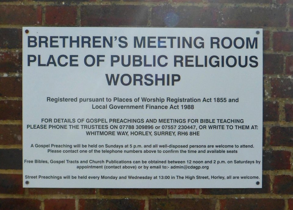 Brethren Meeting Room, Whitmore Way, Horley (June 2013) (Sign)