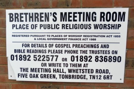 Brethren Meeting Hall, Five Oak Green (Information Sign)