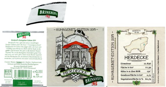 Brauerei Brinkhoff GmbH - Brinkhoff's No 1- Ruhrgebiet-Edition 2019 - Herdecke