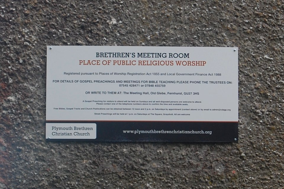 Brethren Meeting Room (formerly Standford Hill Methodist Church), Standford Lane, Standford (July 2019) (Sign)