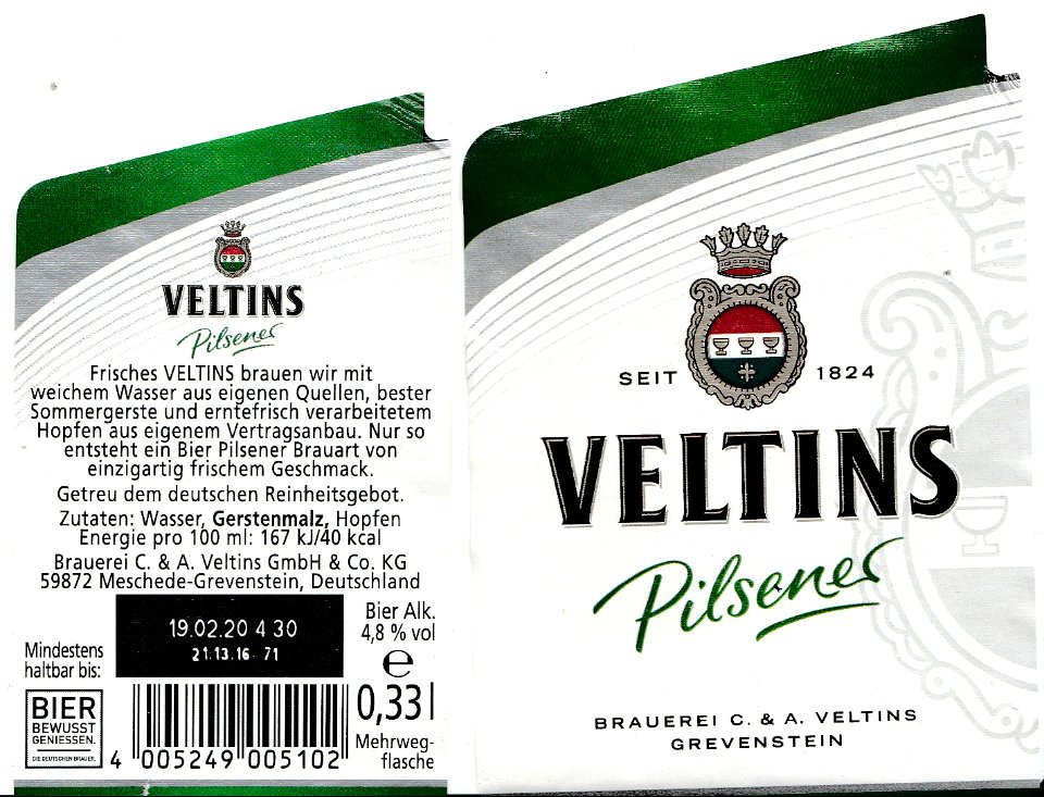 Brauerei C.& A. Veltins GmbH & Co. KG - Veltins Pilsener