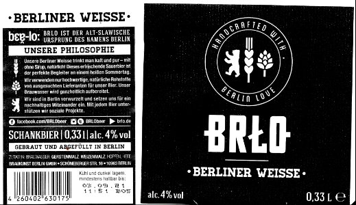 Braukunst Berlin GmbH - BRŁO - Berliner Weisse