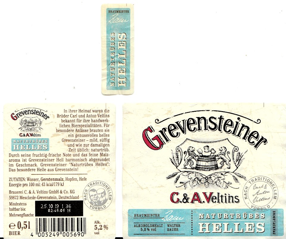Brauerei C.& A. Veltins GmbH & Co. KG - Grevensteiner naturtrübes Helles