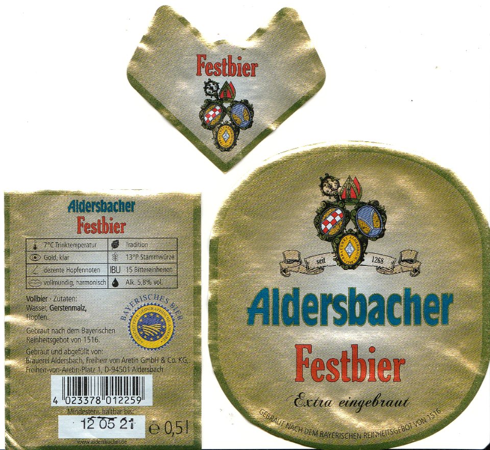 Brauerei Aldersbach, Freiherr von Aretin GmbH - Aldersbacher Festbier