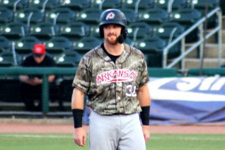 Brian O'Keefe runs the bases for Arkansas