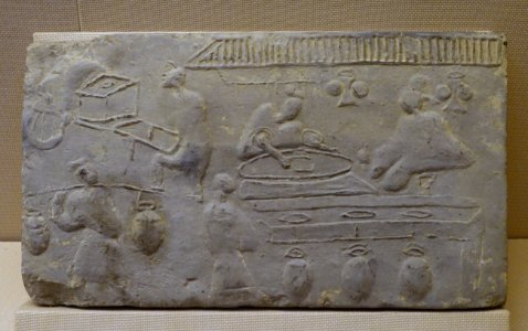 Brewing, China, collected at Xinnong, Xindu District, Chengdu City, Eastern Han dynasty, 25-220 AD, tomb tile - Sichuan Provincial Museum - Chengdu, China - DSC04786