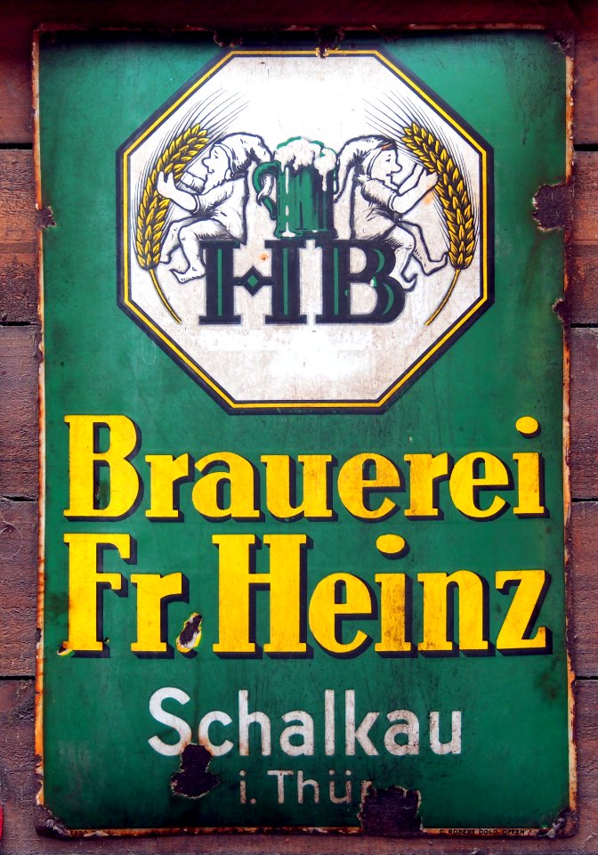 Brauerei Fr Heinz Schalkau enamel adverising sign