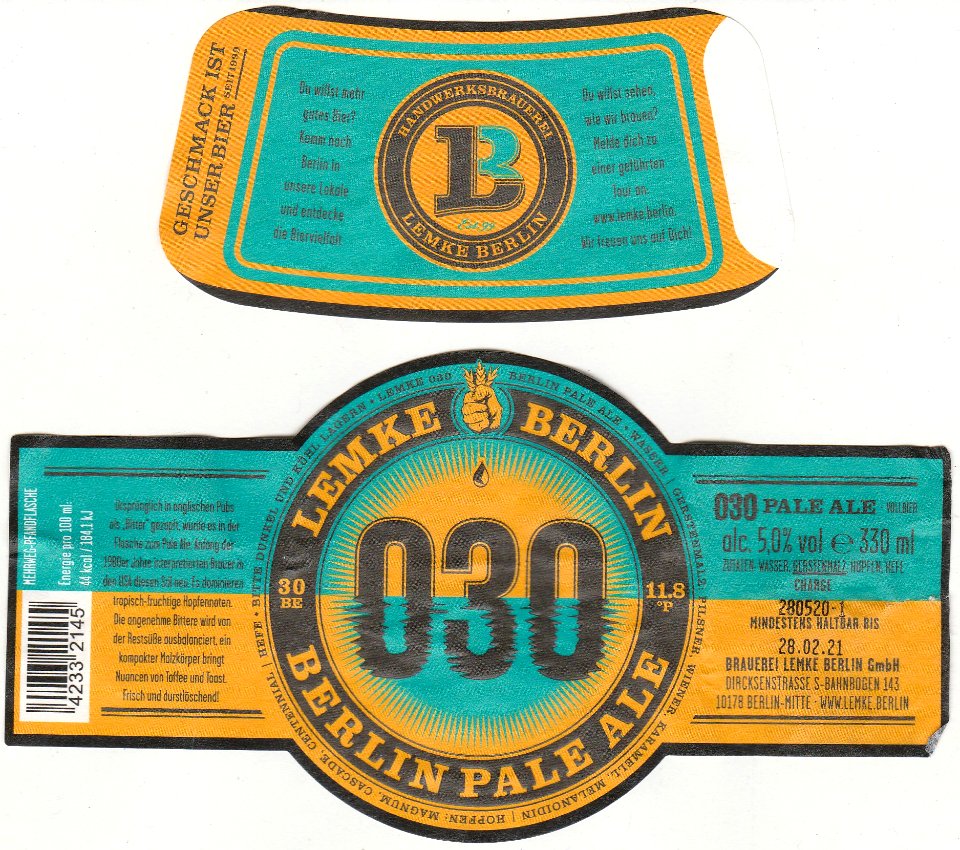 Brauerei Lemke Berlin GmbH - 030 Berlin Pale Ale