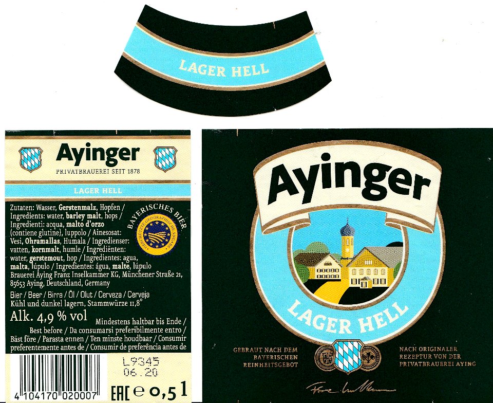 Brauerei Aying Franz Inselkammer KG - Ayinger Lager Hell
