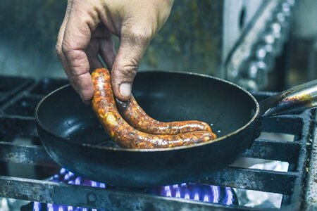 Sausage hit cooking