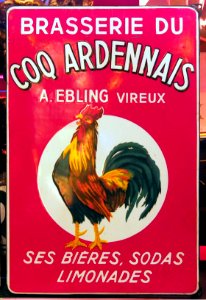 Brasserie du Coq Ardennais, A Ebling vireux, enamel advertising sign