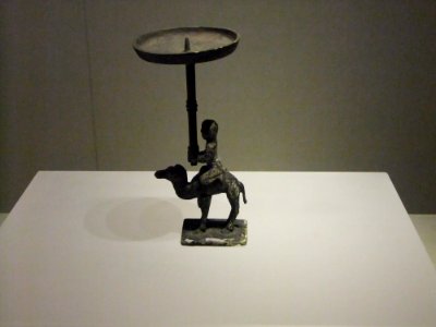 Brass lamp of a people riding a camel-shaped, Warring States period, Jingzhou Museum