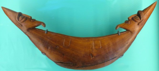 Breastplate, wood, bone and obsidian, Easter Island, Bishop Museum, accession B.03626