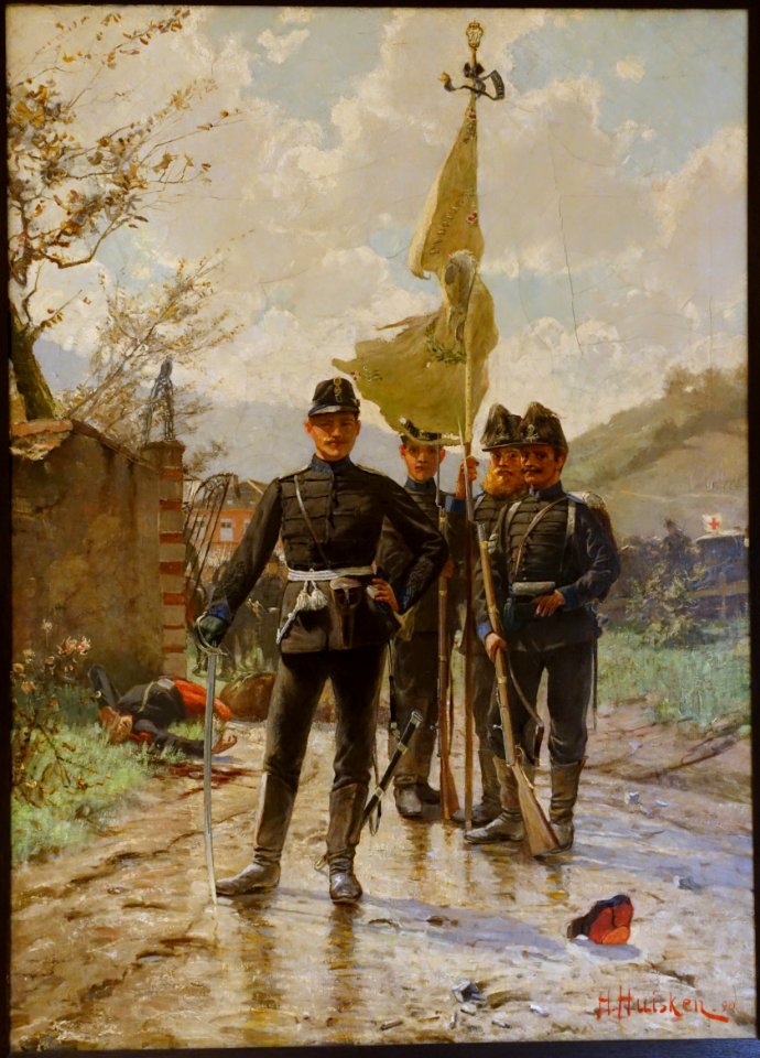 Braunschweig soldiers in the Franco-Prussian War, by Hermann Huisken, 1890, oil on canvas - Braunschweigisches Landesmuseum - DSC04870
