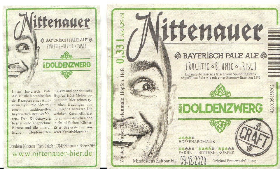 Brauhaus Nittenau - Fa. Jakob - Nittenauer Doldenzwerg Bayerisch Pale Ale