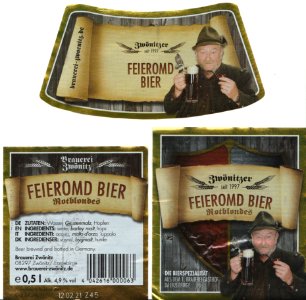 Brauerei Zwönitz - Zwönitzer Feieromd Bier, Rotblondes