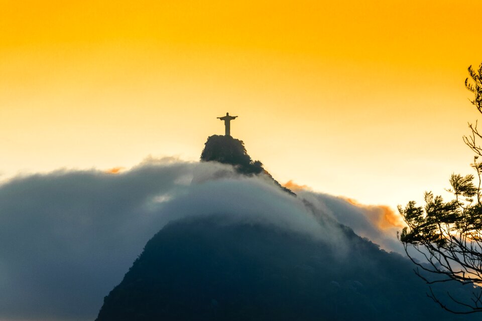 Brazil christ statue clouds