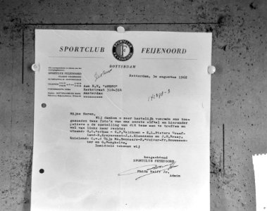 Briefhoofd Sportclub Feijenoord, Bestanddeelnr 915-0754