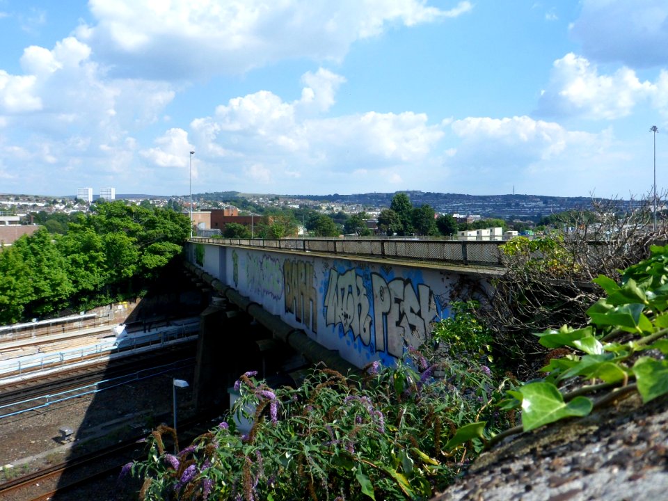 Bridge carrying Dyke Road Drive over Brighton Main Line, Brighton (August 2013)