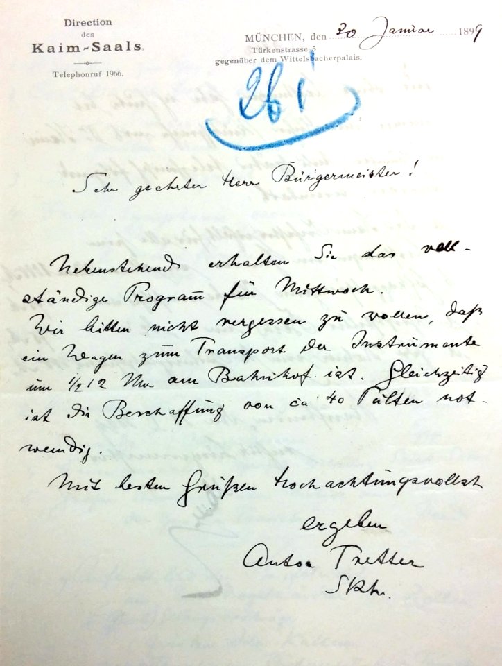 Brief Kaim-Orchester nach Kaufbeuren