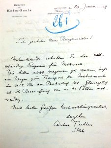 Brief Kaim-Orchester nach Kaufbeuren