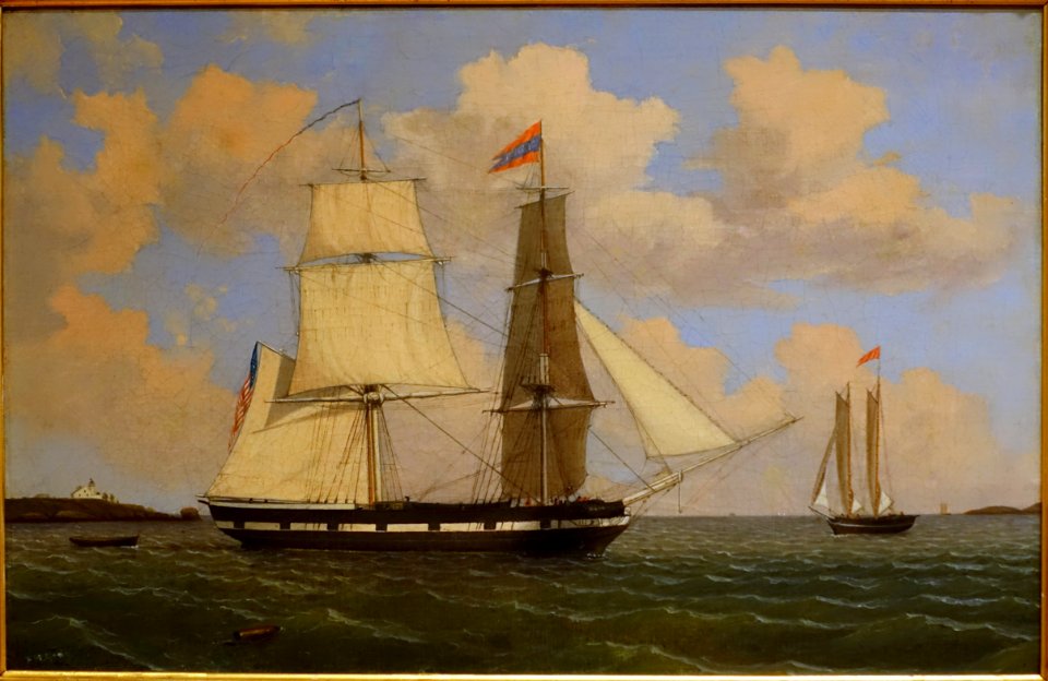 Brig Cadet in Gloucester Harbor, by Fitz Henry Lane, c. late 1840s, oil on canvas - Cape Ann Museum - Gloucester, MA - DSC01132