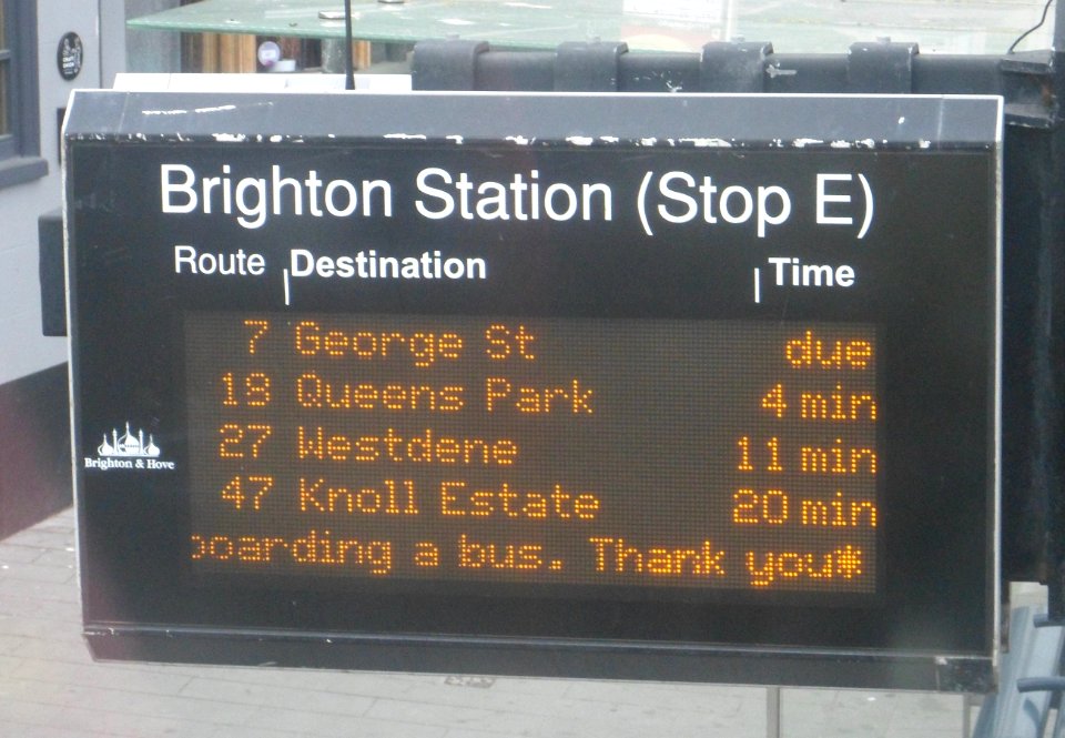 Brighton and Hove Bus Company Passenger Information Sign (Brighton Station Stop E) (June 2020)