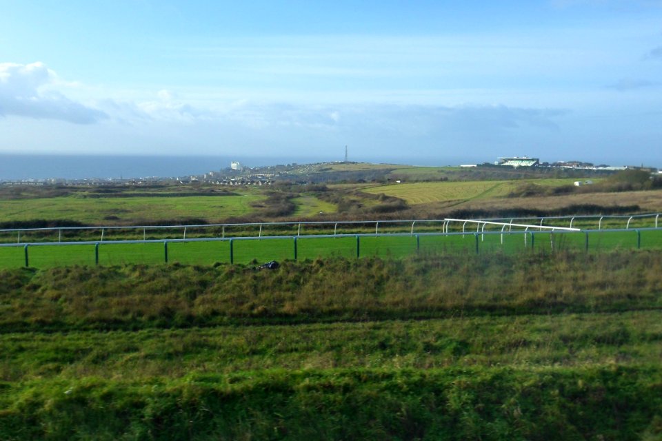 Brighton Racecourse, Whitehawk Hill, Brighton seen from Warren Road, Woodingdean (December 2013)