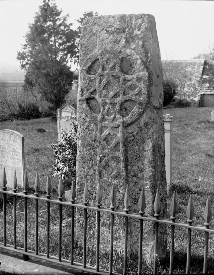 Celtic cross situated in a churchyard at Llowes (1294129)
