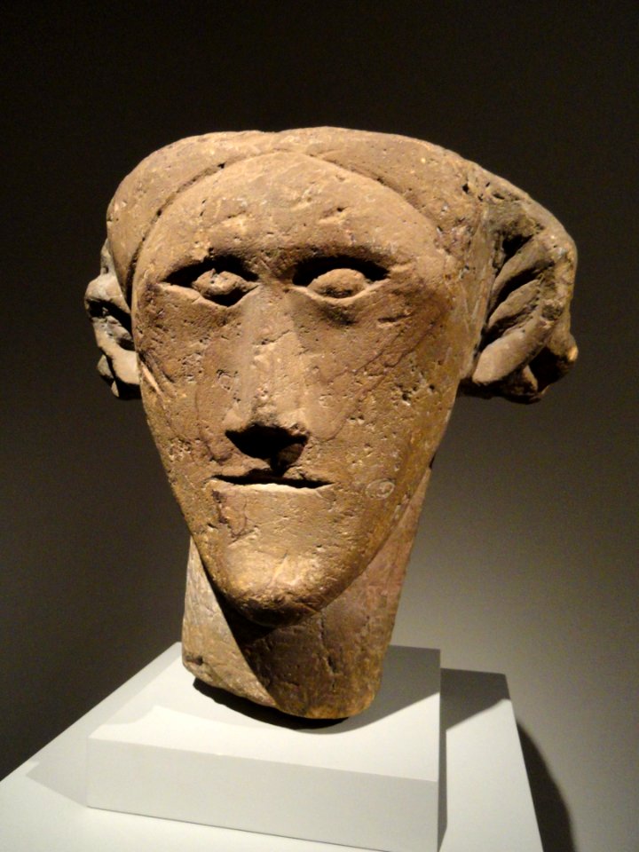 Celtic Head, about 100-300 AD, Romano-British, Northern England, sandstone with traces of red paint - Cleveland Museum of Art - DSC08460