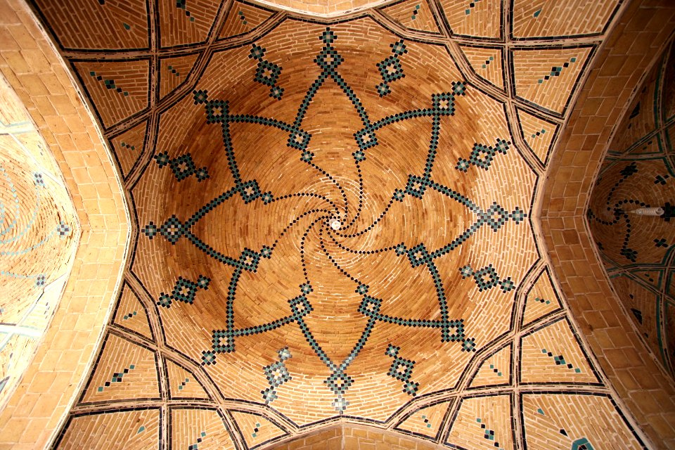 Ceiling inside Agha Bozorg Mosque in Kashan, Iran