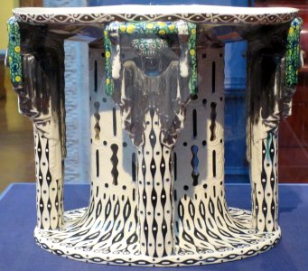 Centerpiece, Wiener Werkstätte, c. 1908, porcelain with underglaze and silver enamel, Dayton Art Institute
