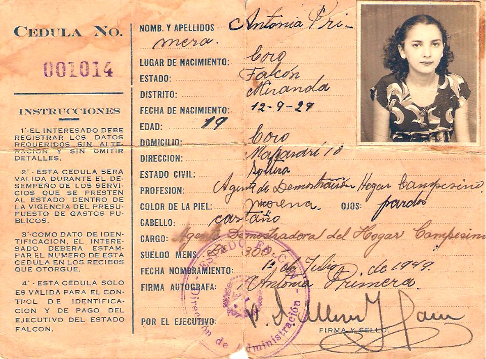 Cedula Antigua de Venezuela