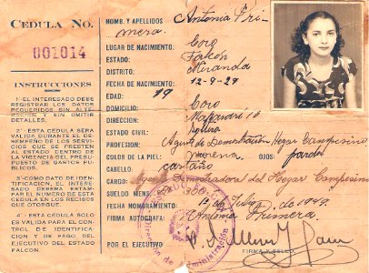 Cedula Antigua de Venezuela