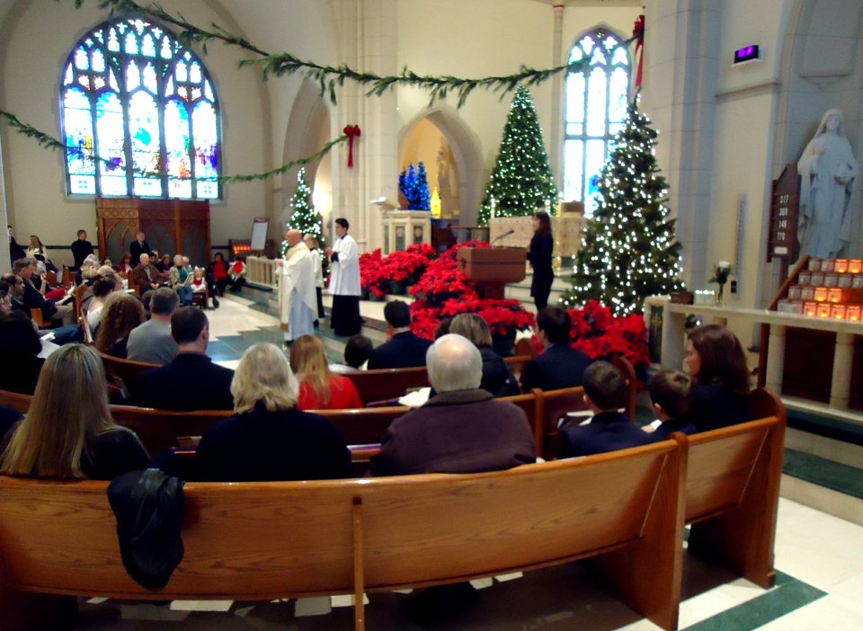 Catholics taking communion during mass at St Teresas church in Summit NJ