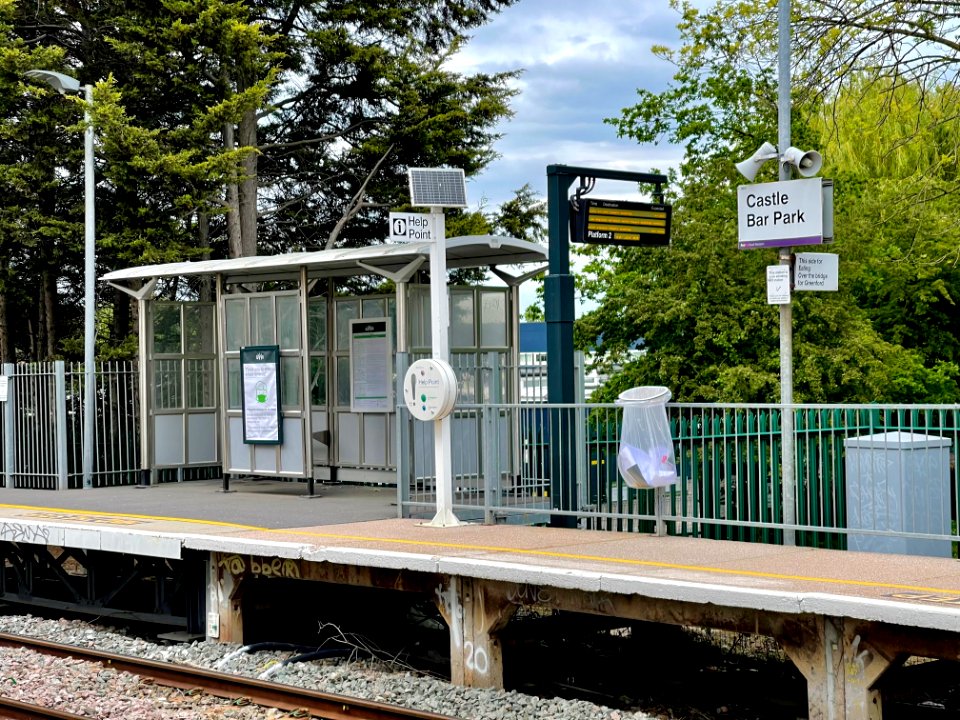 Castle Bar Park station platform 2, 2021