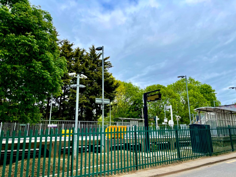 Castle Bar Park station from Copley Close, 2021